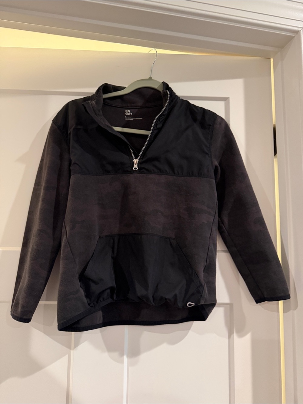GAP Black Camouflage Quarter-Zip Puffer Pullover